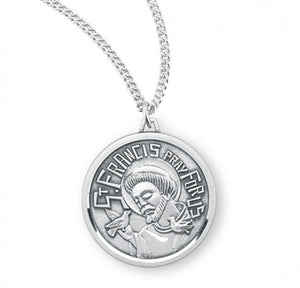 Sterling Silver Saint Francis With Birds Medal Pendant