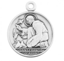 Load image into Gallery viewer, Sterling Silver Saint Francis Vintage Style Round Medal
