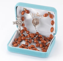 Load image into Gallery viewer, Oval Brown Cocoa Bead Sterling Silver Rosary
