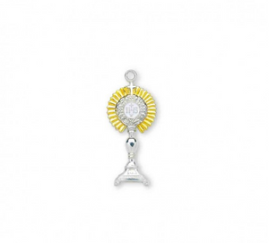 Sterling Silver Two tone Monstrance Communion Pendant