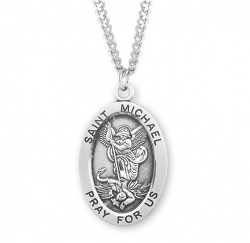 Patron Saint Michael Oval Sterling Silver Medal