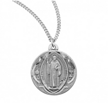 Load image into Gallery viewer, Saint Benedict Round Sterling Silver Medal
