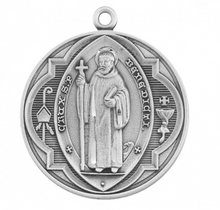 Load image into Gallery viewer, Saint Benedict Round Sterling Silver Medal
