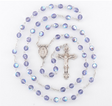 Load image into Gallery viewer, Tanzanite Swarovski Crystal Sterling Rosary
