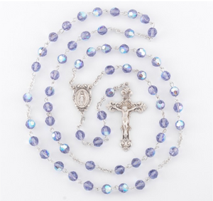 Tanzanite Swarovski Crystal Sterling Rosary