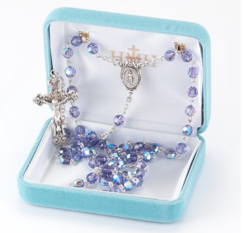 Tanzanite Swarovski Crystal Sterling Rosary 