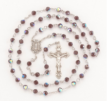 Load image into Gallery viewer, Garnet Swarovski Crystal Rosary With Miraculous Medal Centerpiece
