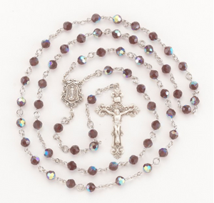 Garnet Swarovski Crystal Rosary With Miraculous Medal Centerpiece