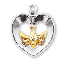 Load image into Gallery viewer, Holy Spirit Dove With Heart Sterling Silver Necklace
