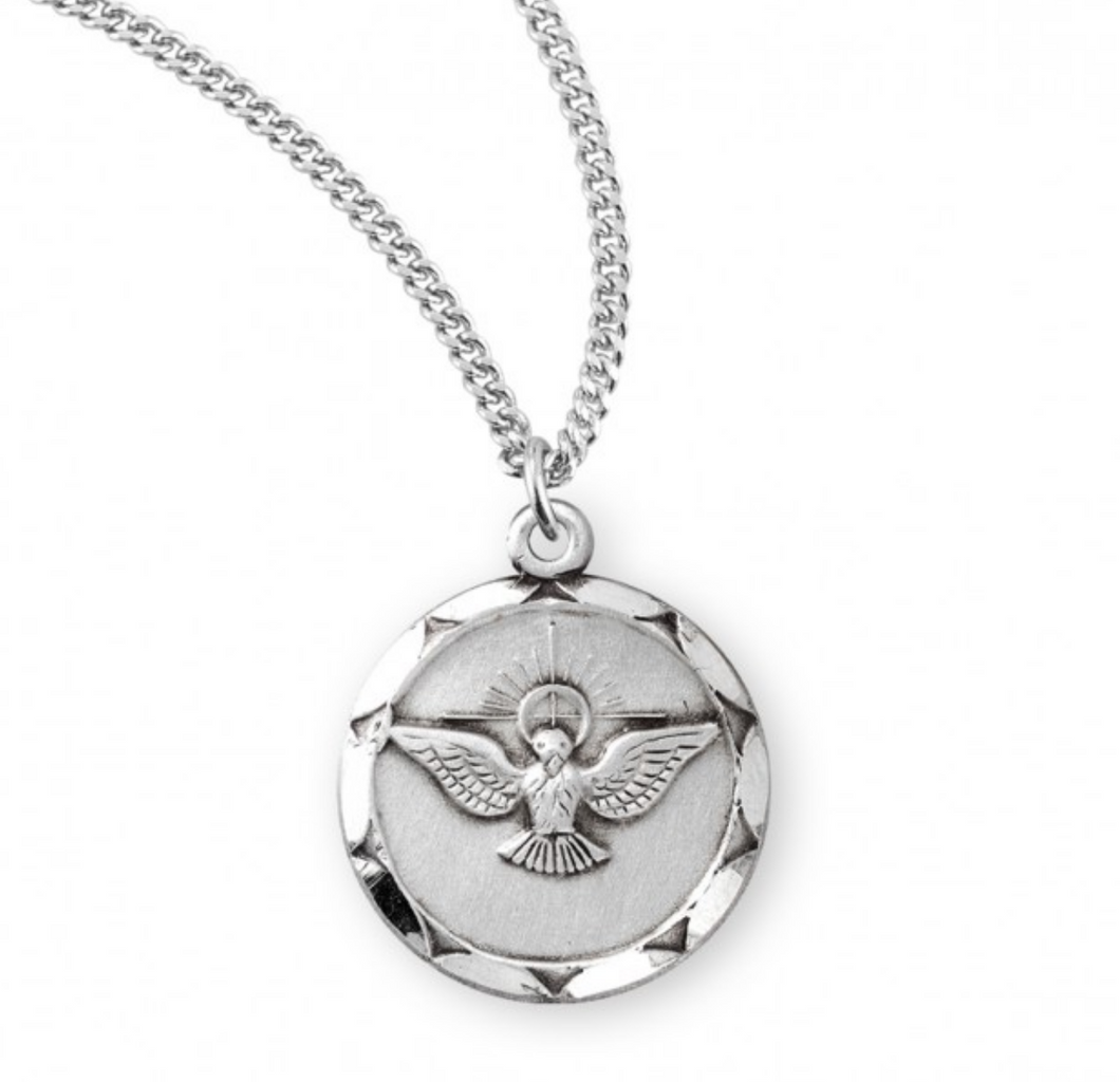 Round Holy Spirit Sterling Silver Medal 