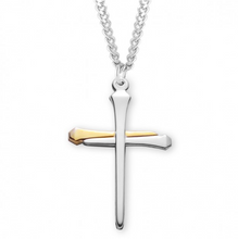 Load image into Gallery viewer, Two-Tone Nail Cross Pendant 24 Inch Chain
