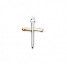 Load image into Gallery viewer, Two-Tone Nail Cross Pendant 24 Inch Chain
