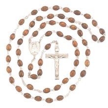 Load image into Gallery viewer, Jesus Scapular Centerpiece Sterling Silver Polished Walnut Rosary
